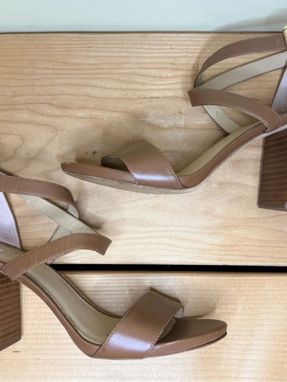 Michael Kors Serena US Sz 9 Flex Leather Ankle-Strap Sandal Brown Open Toe